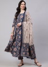 Navyblue Colour Rayon Printed Kurti With Pant Dupatta Wholesale In India Aaradhna 2057